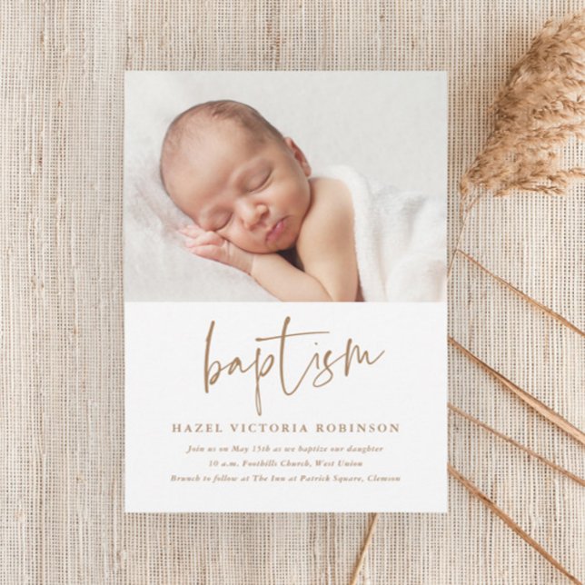 Modern Script Religious Baptism & Christening Invitation (Creator Uploaded)