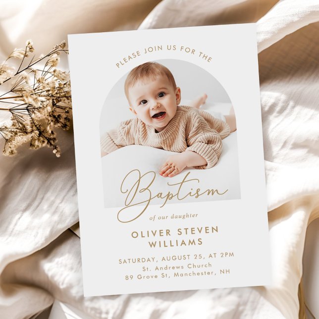 Modern Script Religious Baptism & Christening Invitation (Creator Uploaded)