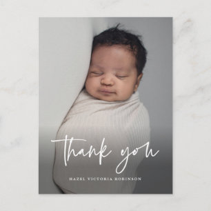 Modern Script Religious Baptism Thank You Postcard
