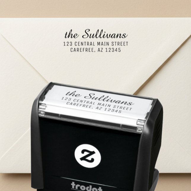 Modern Script Return Address Stamp for Invitations (Creator Uploaded)