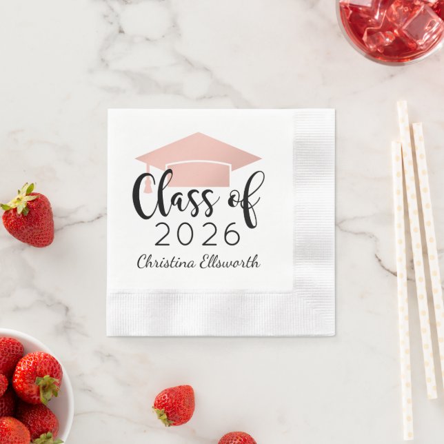 Modern Script Rose Gold 2026 Graduation Party Napkin (Insitu)