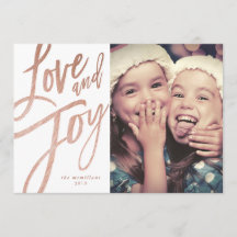 Modern Script | Rose Gold | Holiday Photo Card