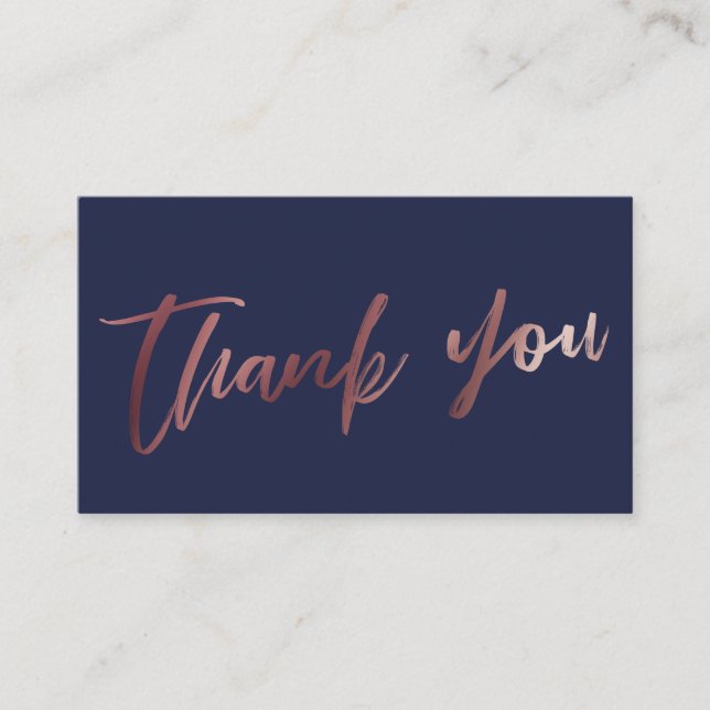 Modern Script Rose Gold on Navy Thank You Insert (Front)