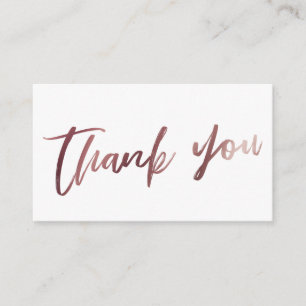 Modern Script Rose Gold on White Thank You Insert