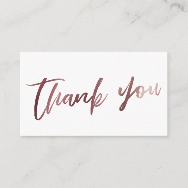 Modern Script Rose Gold on White Thank You Insert (Front)