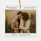 Modern Script Rustic Engagement Photo Keepsake
