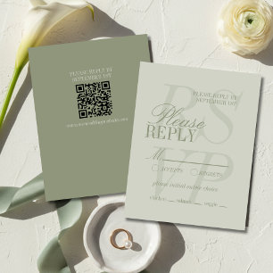 Modern Script Sage Green Formal Wedding RSVP Card