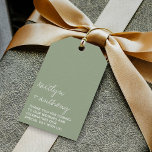 Modern Script Sage Green Minimalistic Wedding Gift Tags<br><div class="desc">Celebrate in style with these modern and very trendy wedding gift tags. This design is easy to personalize with your special event wording and your guests will be thrilled when they receive these fabulous gift tags. Matching items can be found in the collection.</div>