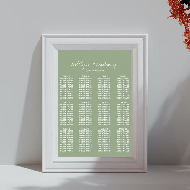 Modern Script Sage Green Minimalistic Wedding Poster (Creator Uploaded)