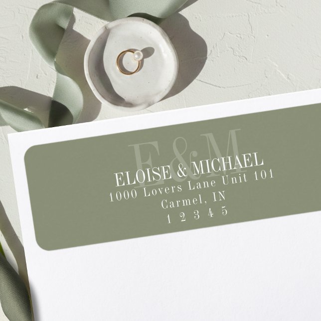 Modern Script Sage Green Monogram Wedding (Modern Script Sage Green Monogram Wedding Label
)