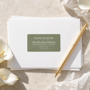 Modern Script Sage Green Monogram Wedding Label