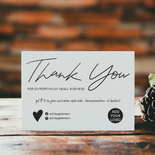 Modern script sage green order thank you card