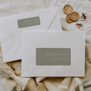 Modern Script Sage Green Return Address