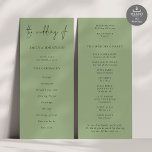 Modern Script Sage Green Wedding Program<br><div class="desc">Modern Script Sage Green Wedding Available digitally and printed. A modern typographical design for your wedding programs. The main header is in a stylish set script and the rest of the text you can easily personalize. You can change the text and background colours if you wish to match your wedding...</div>