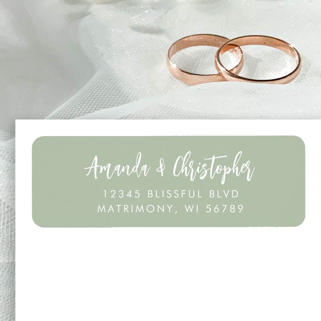 Modern Script Sage Green Wedding Return Address (Creator Uploaded)