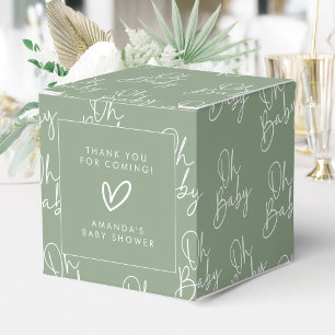Modern Script Sage Oh Baby Simple Baby Shower Favor Box