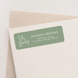 Modern Script Sage Oh Baby Simple Return Address