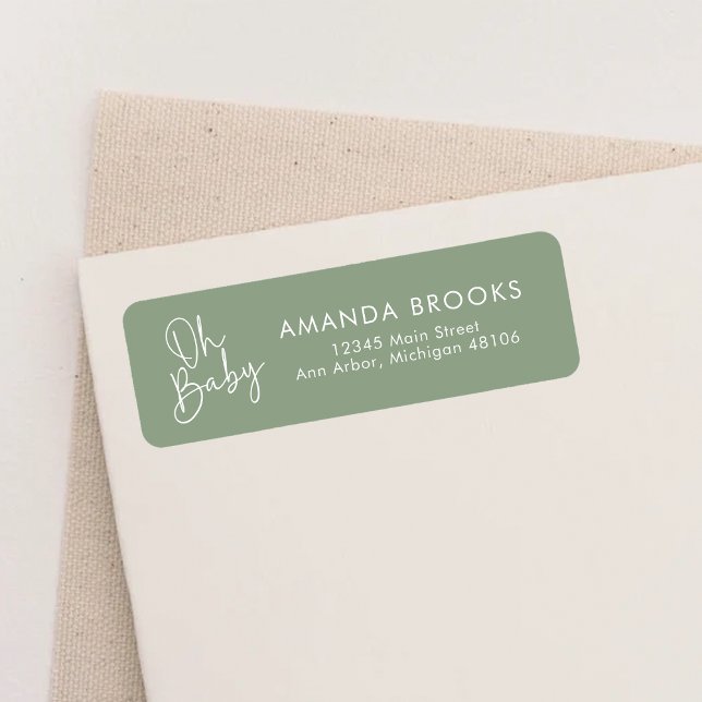 Modern Script Sage Oh Baby Simple Return Address (Creator Uploaded)