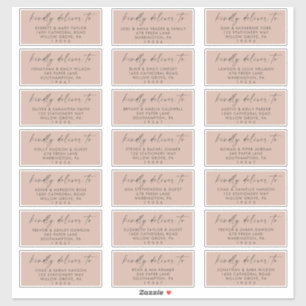 Modern Script Salmon Wedding Guest Address Labels
