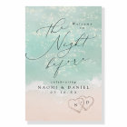 Modern Script Sand Hearts Rehearsal Dinner Sign