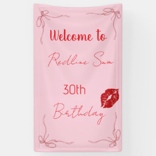 Modern Script Sassy Pink Bow Birthday Welcome Banner