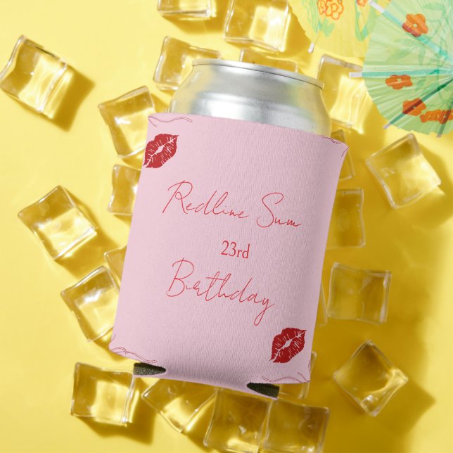 Modern Script Sassy  Pink  Bow Birthday Welcome Can Cooler (In Situ Summer)