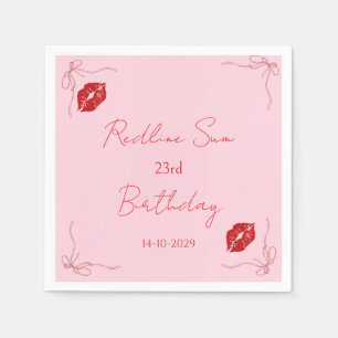 Modern Script Sassy  Pink  Bow Birthday Welcome Napkin