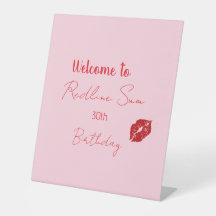 Modern Script Sassy Pink Bow Birthday Welcome