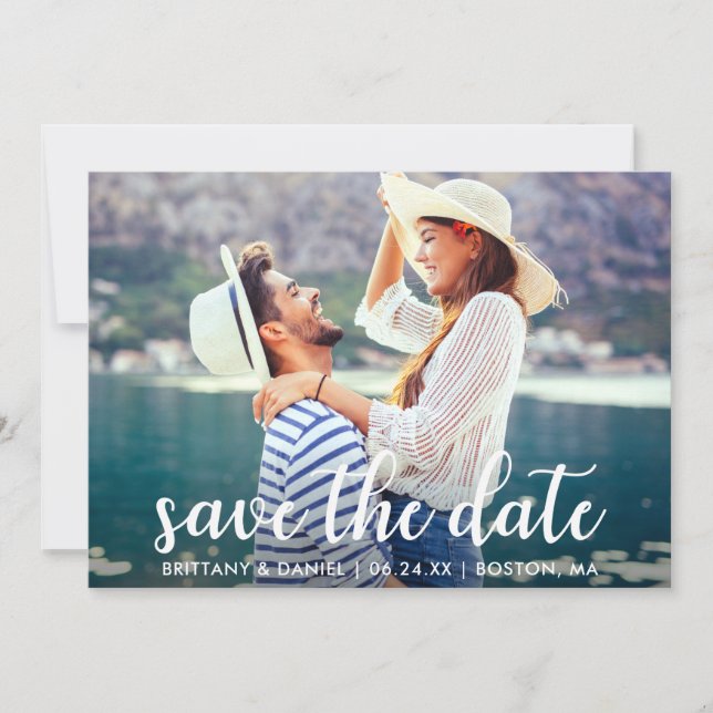 Modern Script | Save The Date Announcement Photo (Front)