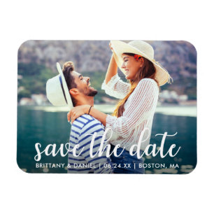 Modern Script   Save The Date Announcement Photo Magnet