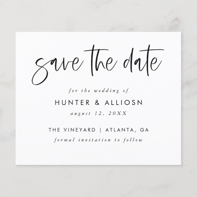 Modern Script Save The Date | Budget  Flyer (Front)