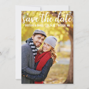 Modern Script   Save The Date Couple Photo Card