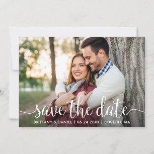 Modern Script Save The Date Photo Card