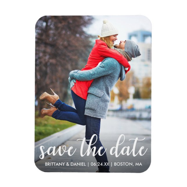 Modern Script | Save The Date Photo Magnet (Vertical)