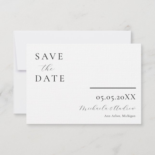 Modern Script Save the Date, Photo on the back Date (Front)