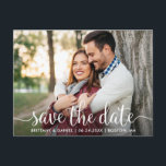Modern Script | Save the Date Photo Postcard<br><div class="desc">Modern Script Save the Date Couple Photo Engagement Announcement Postcard</div>