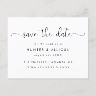 Modern Script Save The Date  Postcard