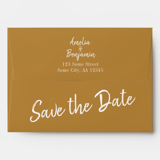 Modern Script Save the Date Return Address Wedding Envelope (Back (Top Flap))