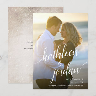 Modern Script Save the Date Wedding Announcement