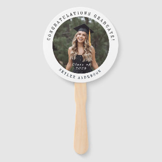 Modern Script Senior Photo Graduation  Hand Fan