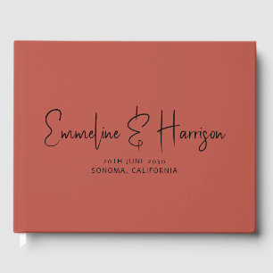 Modern Script Serif Custom Clay Wedding Guest Book