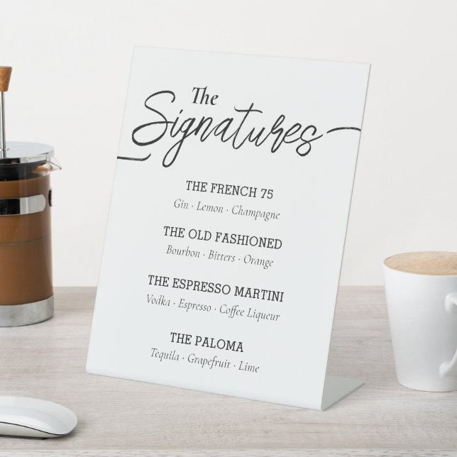 Modern Script Signature Drinks Event Pedestal Sign (In SItu)