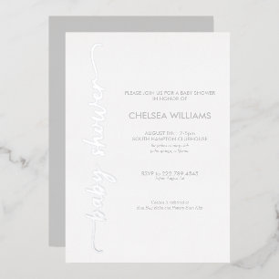 Modern Script Silver Real Foil Baby Shower