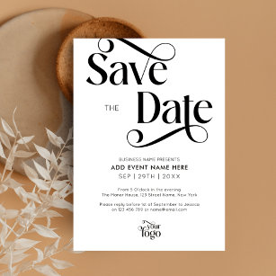 Modern Script Simple Business Event Save The Date Invitation