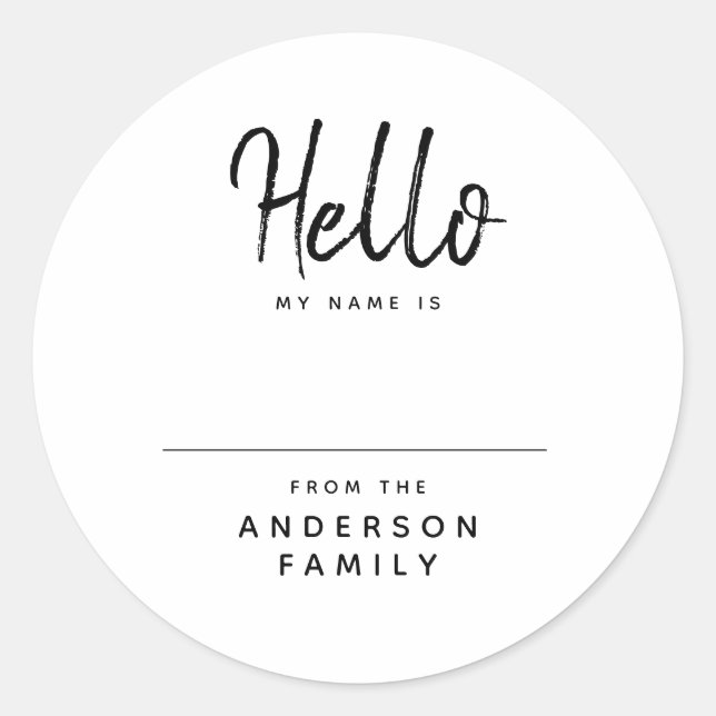Modern Script Simple Family Reunion Name Classic Round Sticker (Front)