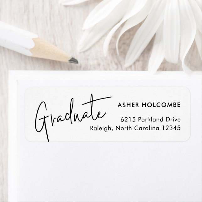 Modern Script Simple Graduation Return Address (Insitu)