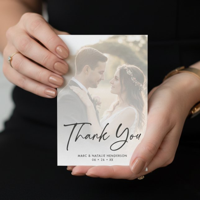 Modern Script Simple Minimal Wedding Thank You Card (Creator Uploaded)