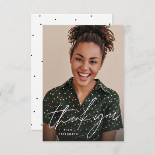 Modern script simple one photo graduation thank you card