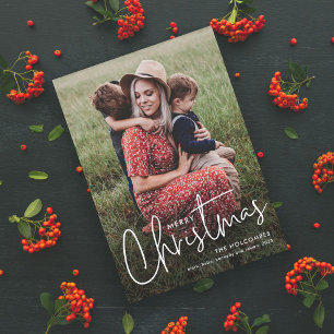 Modern Script Simple Photo Christmas Holiday Card