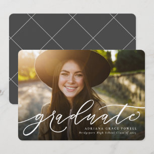 Modern script simple photo graduation announcement